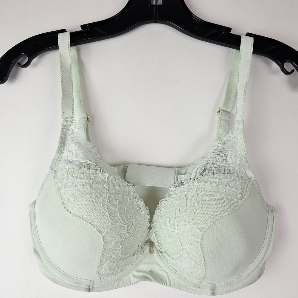 Chantelle Women's Green Orangerie Logo Lace Underwire Plunge‎ Bra Size 36D